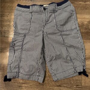 St. John's Bay Women's Striped Bermudas - Black and White